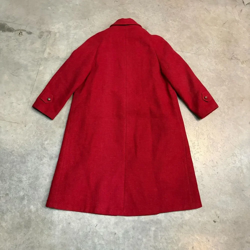 Vintage 1960’s Harris Tweed Overcoat 100% Virgin Scottish Wool Red Women's Sz XL - Picture 3 of 5